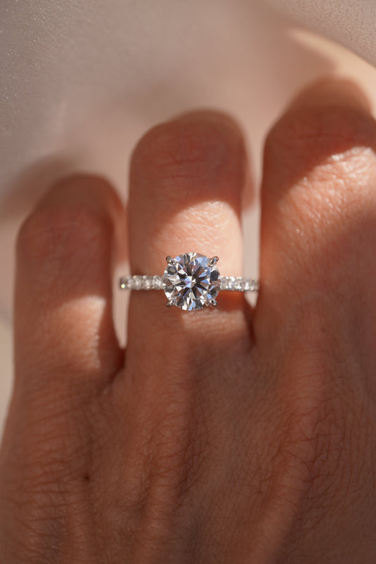 2 CT Emerald Pave Moissanite Engagement Ring