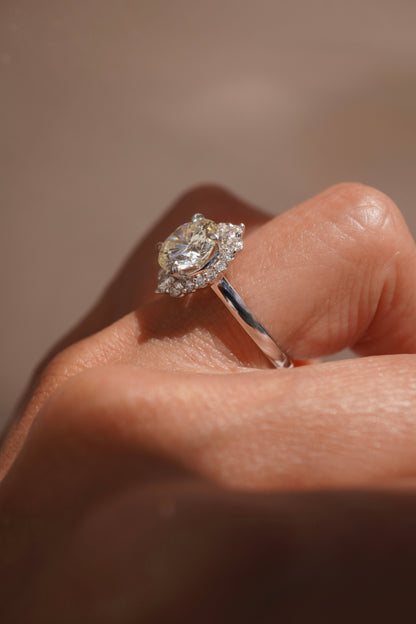 2 CT Emerald Pave Moissanite Engagement Ring