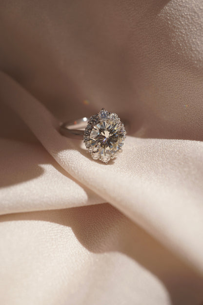 2 CT Emerald Pave Moissanite Engagement Ring