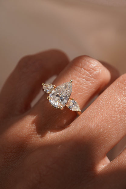 2 CT Emerald Pave Moissanite Engagement Ring