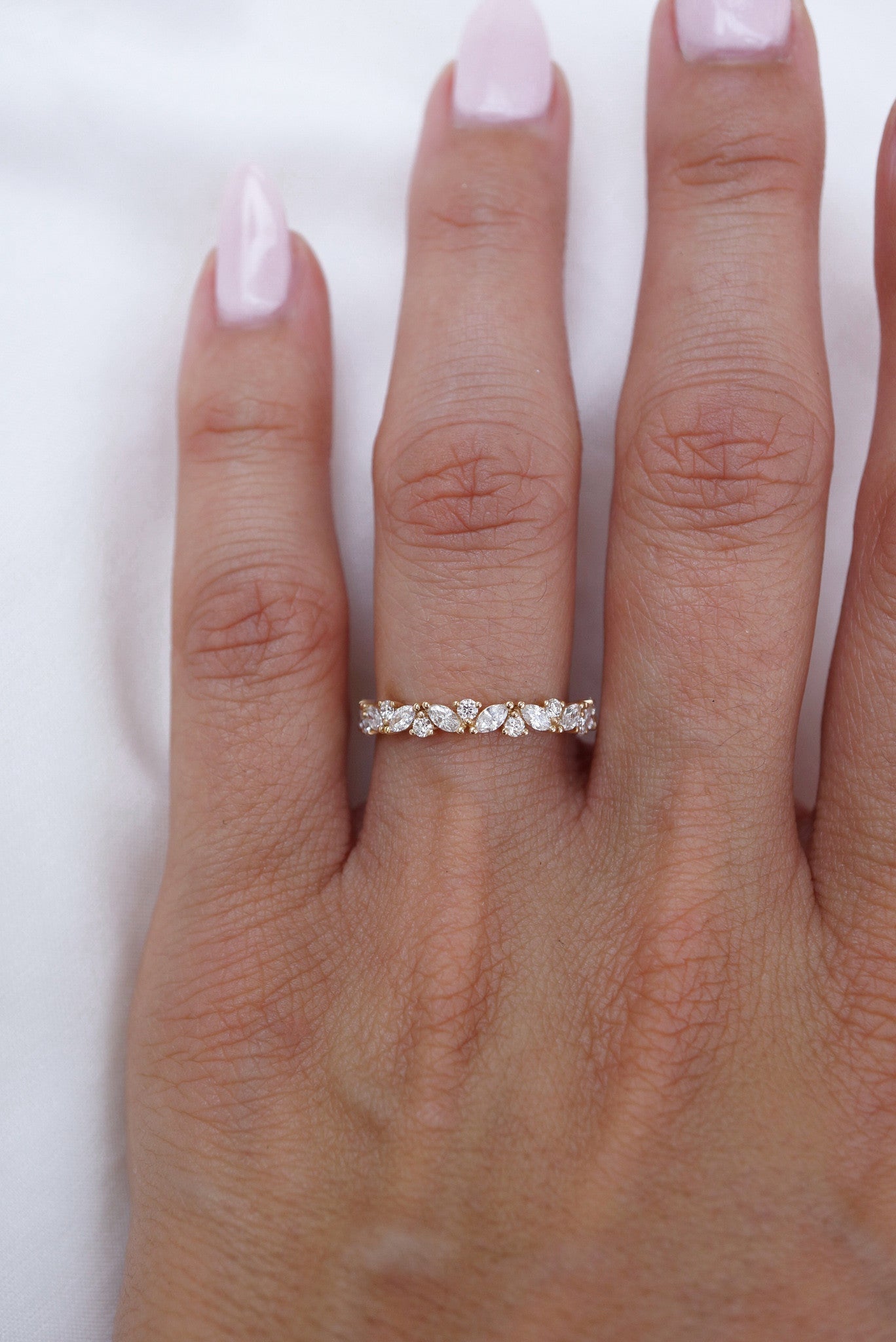 0.35 TCW Round Diamond Curved Pave DEF/VVS Lab Grown Wedding Band