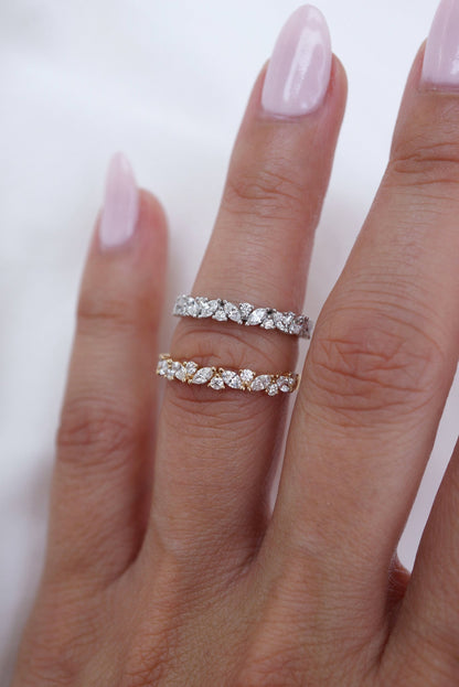 0.35 TCW Round Diamond Curved Pave DEF/VVS Lab Grown Wedding Band