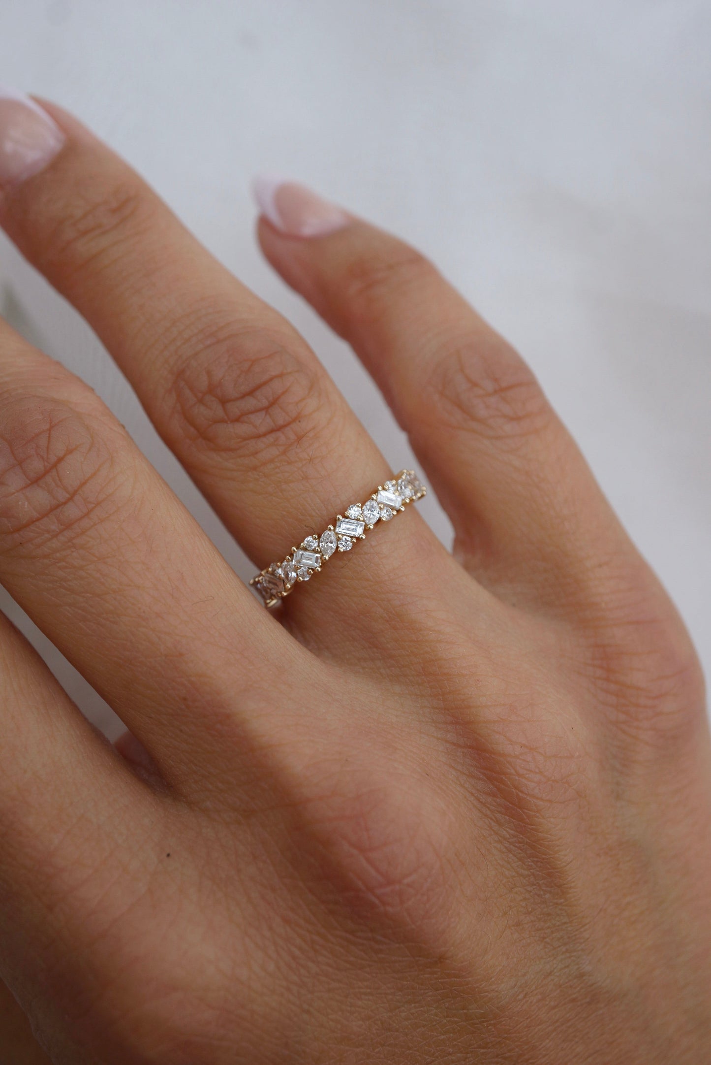 0.35 TCW Round Diamond Curved Pave DEF/VVS Lab Grown Wedding Band