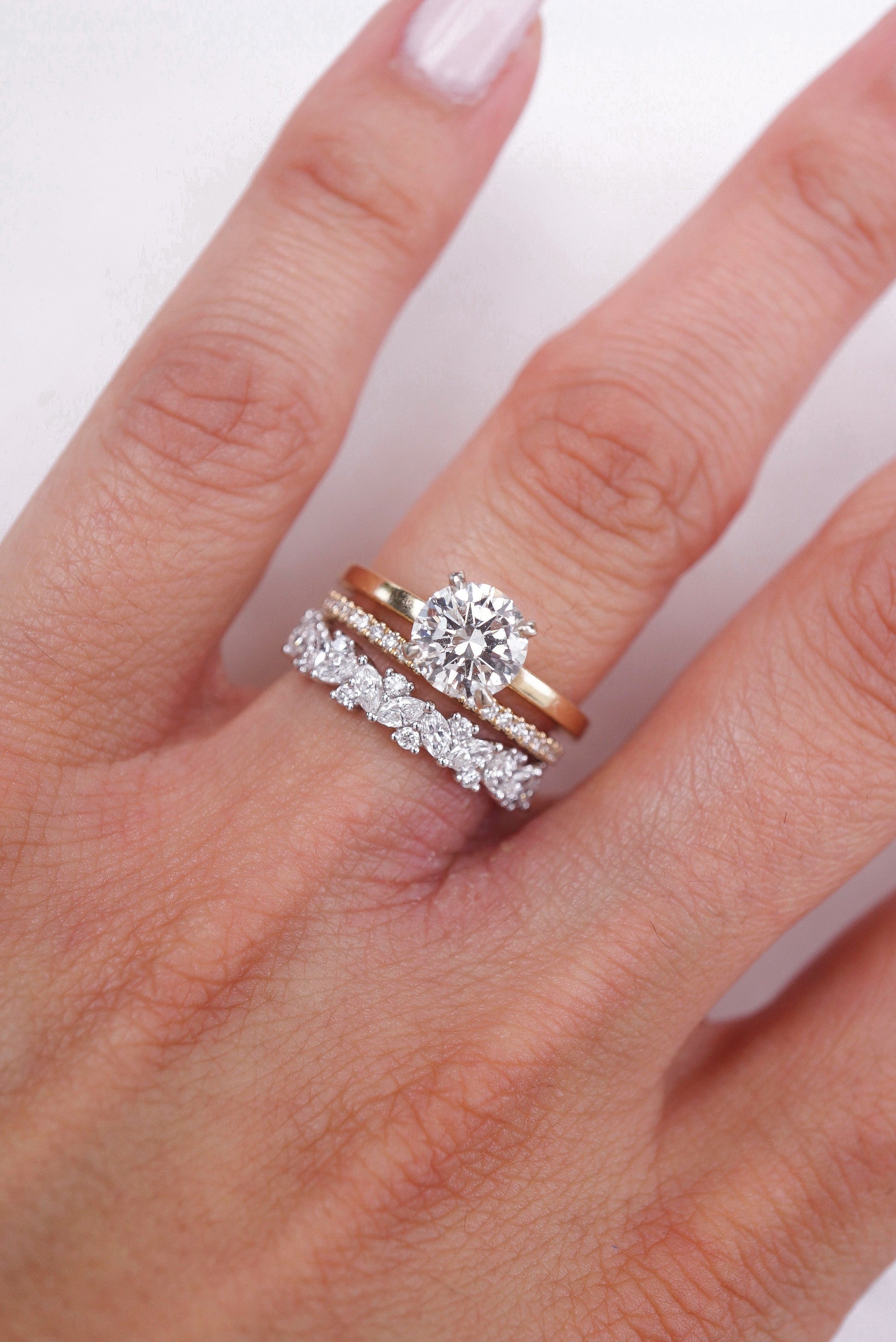 0.35 TCW Round Diamond Curved Pave DEF/VVS Lab Grown Wedding Band