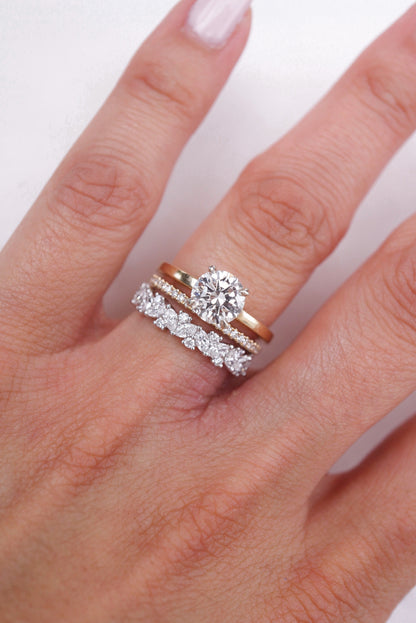 0.35 TCW Round Diamond Curved Pave DEF/VVS Lab Grown Wedding Band