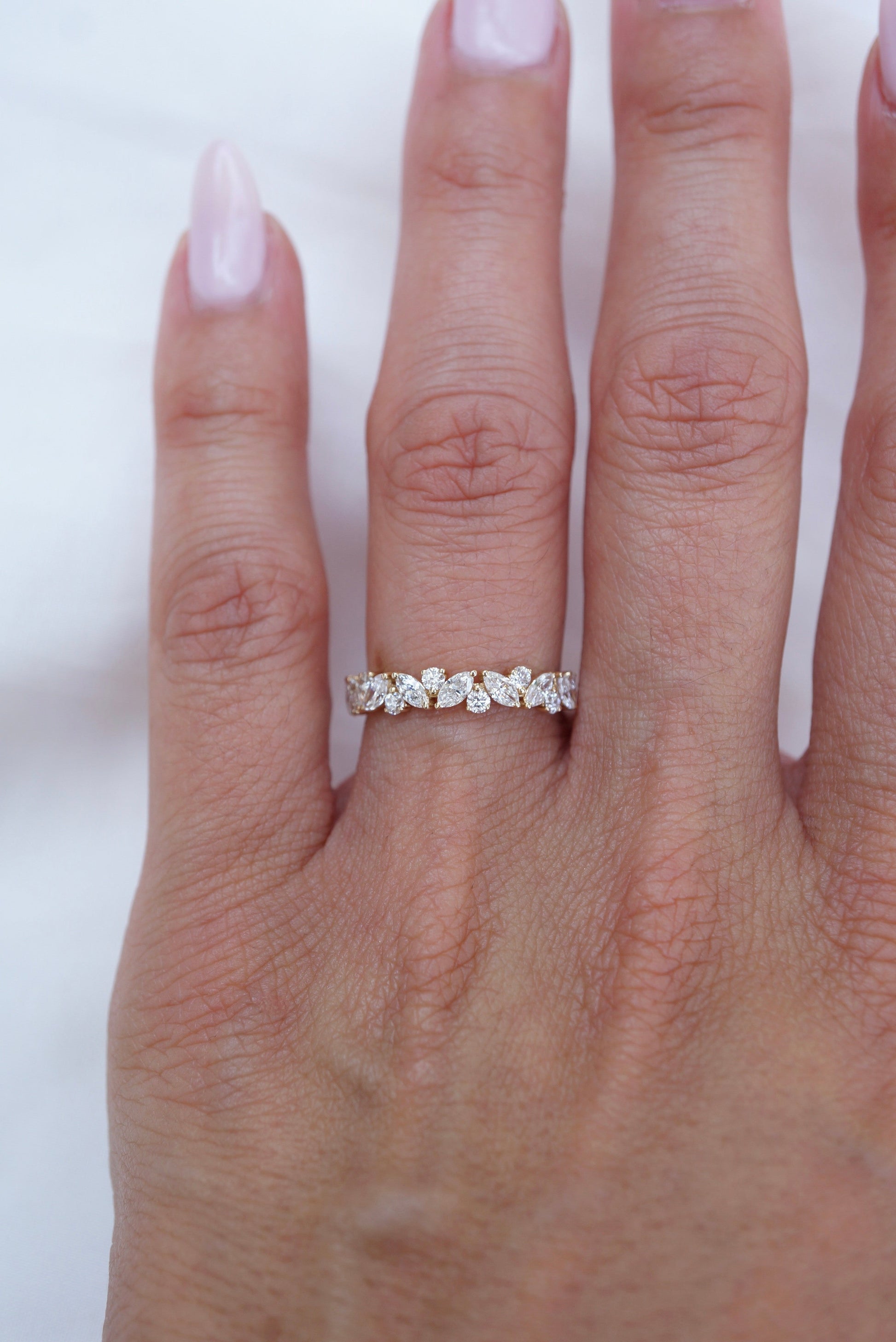 0.35 TCW Round Diamond Curved Pave DEF/VVS Lab Grown Wedding Band