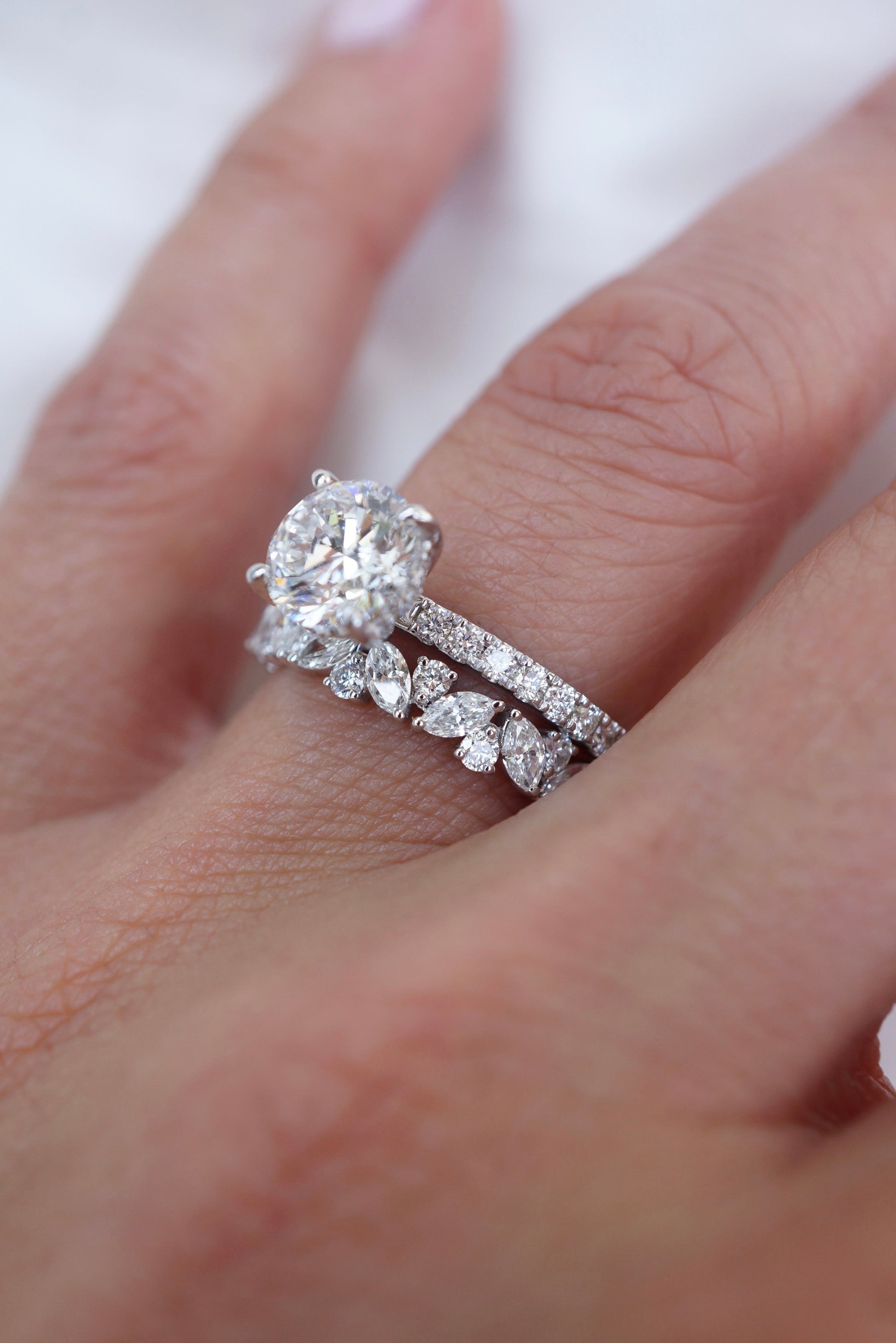 0.35 TCW Round Diamond Curved Pave DEF/VVS Lab Grown Wedding Band
