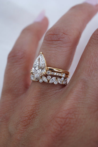 0.35 TCW Round Diamond Curved Pave DEF/VVS Lab Grown Wedding Band