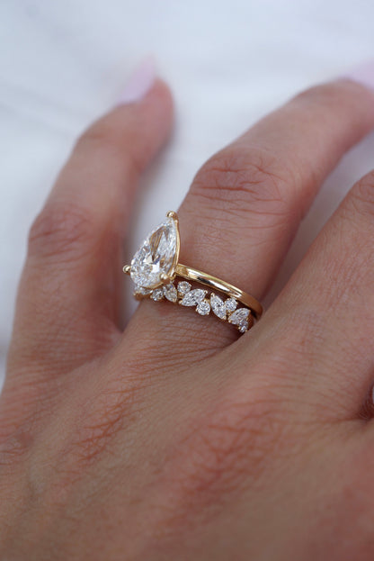 0.35 TCW Round Diamond Curved Pave DEF/VVS Lab Grown Wedding Band