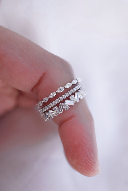 0.35 TCW Round Diamond Curved Pave DEF/VVS Lab Grown Wedding Band