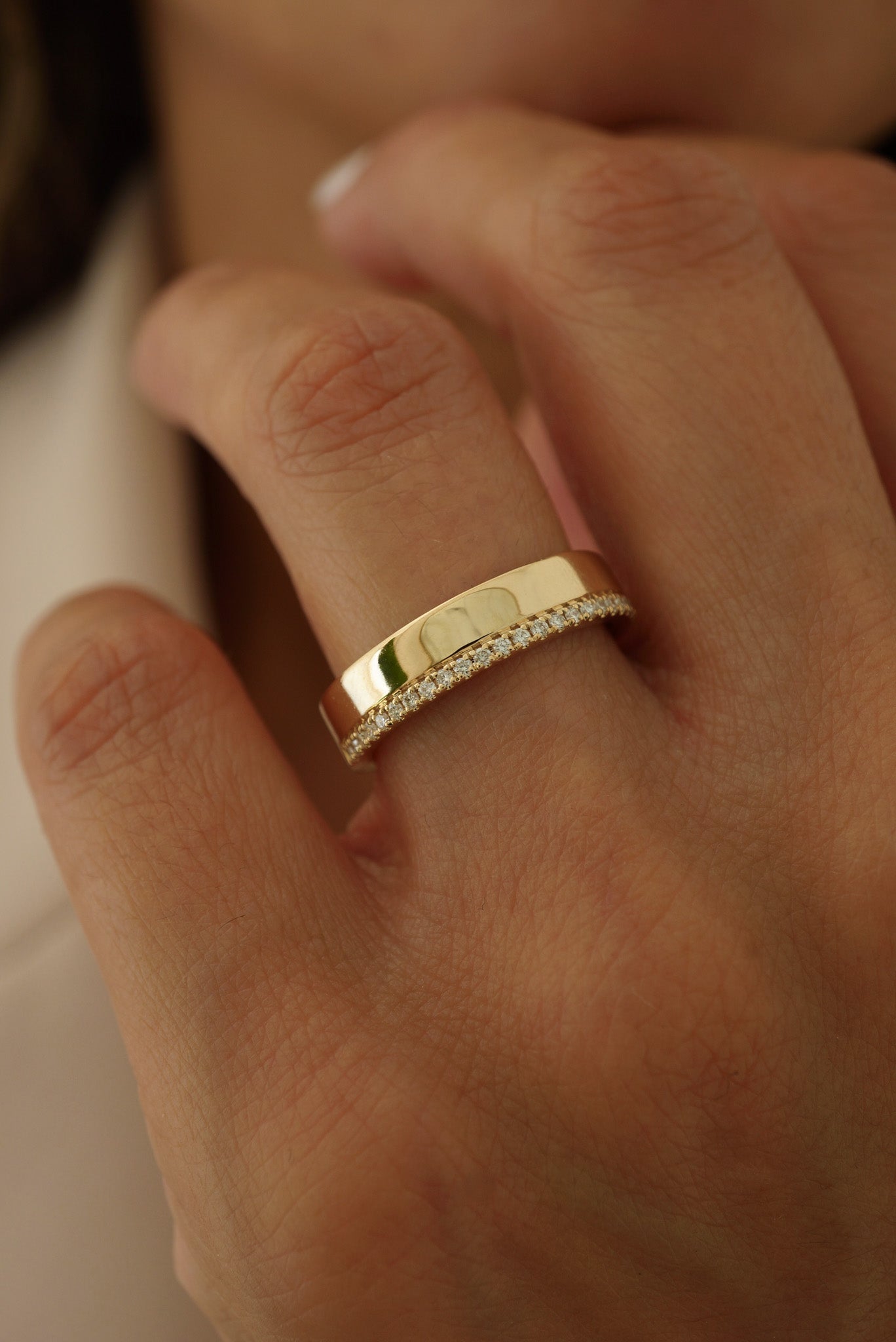 0.35 TCW Round Diamond Curved Pave DEF/VVS Lab Grown Wedding Band