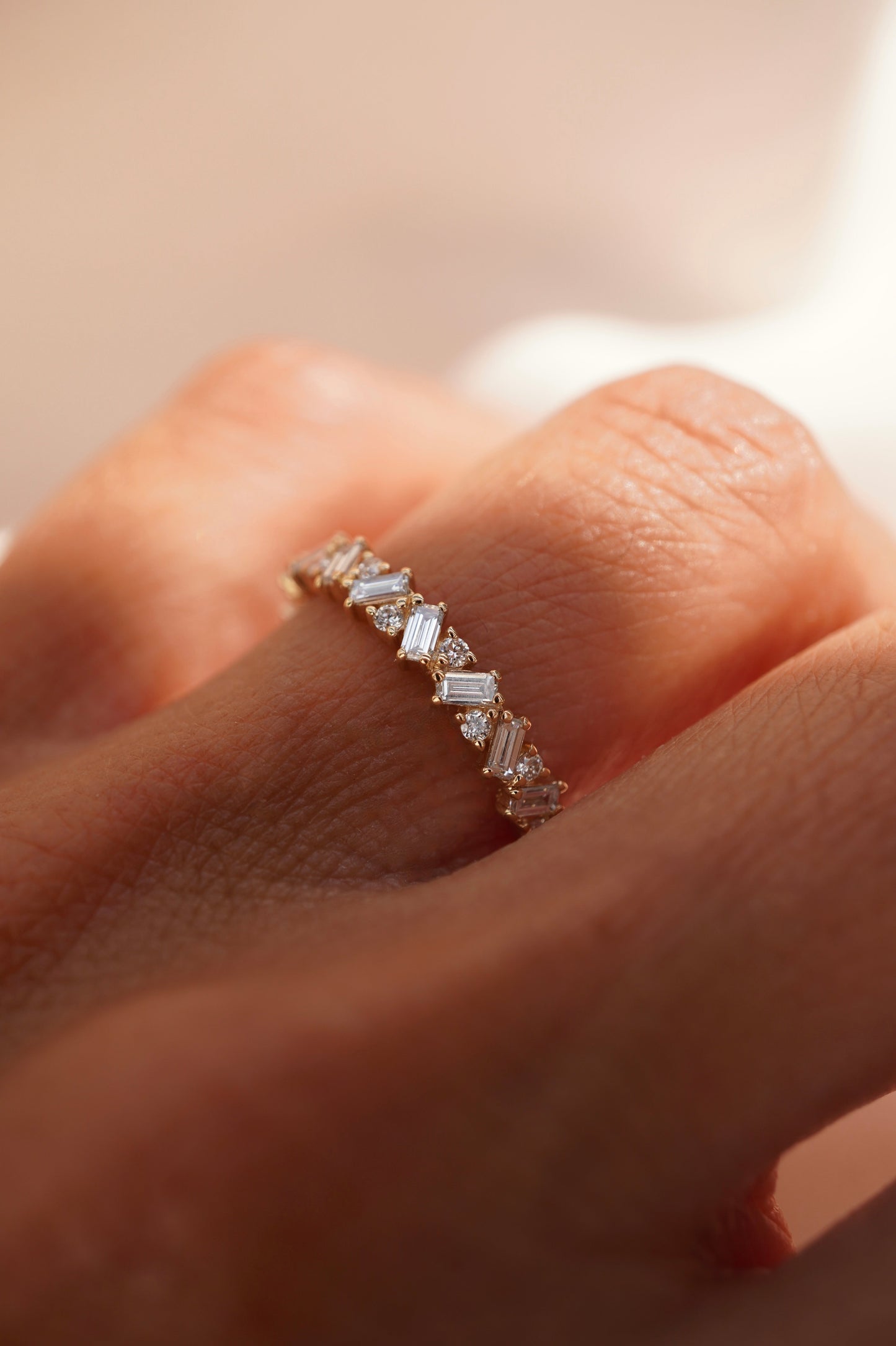 0.35 TCW Round Diamond Curved Pave DEF/VVS Lab Grown Wedding Band