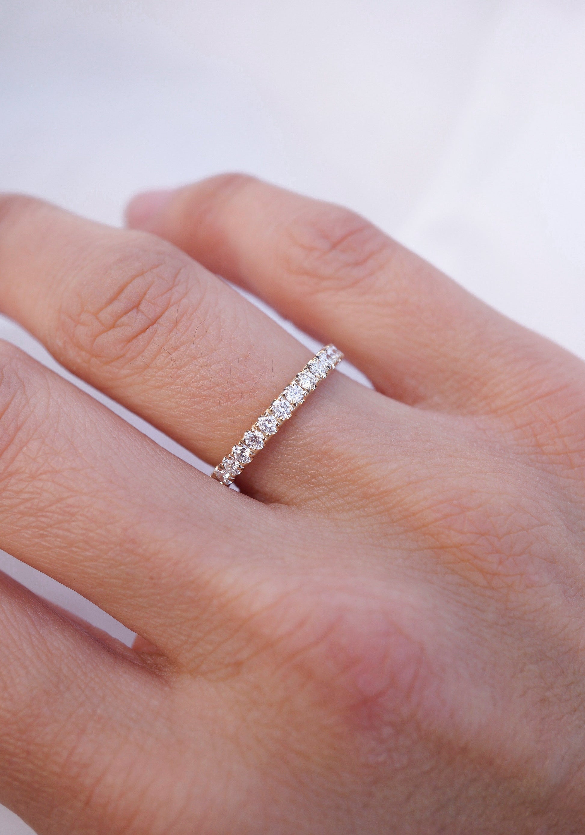 0.35 TCW Round Diamond Curved Pave DEF/VVS Lab Grown Wedding Band