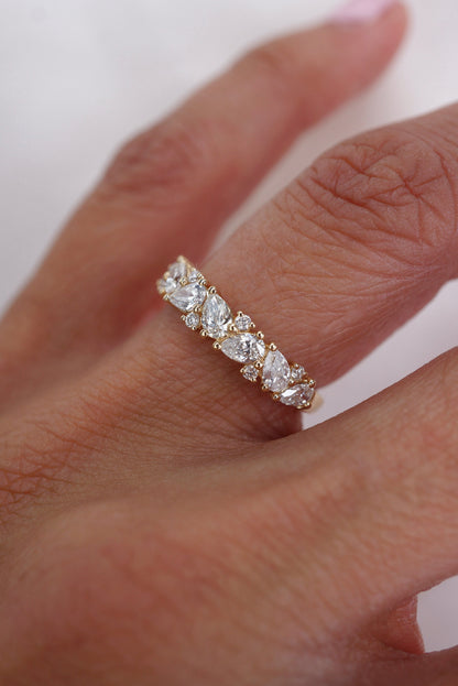 0.35 TCW Round Diamond Curved Pave DEF/VVS Lab Grown Wedding Band