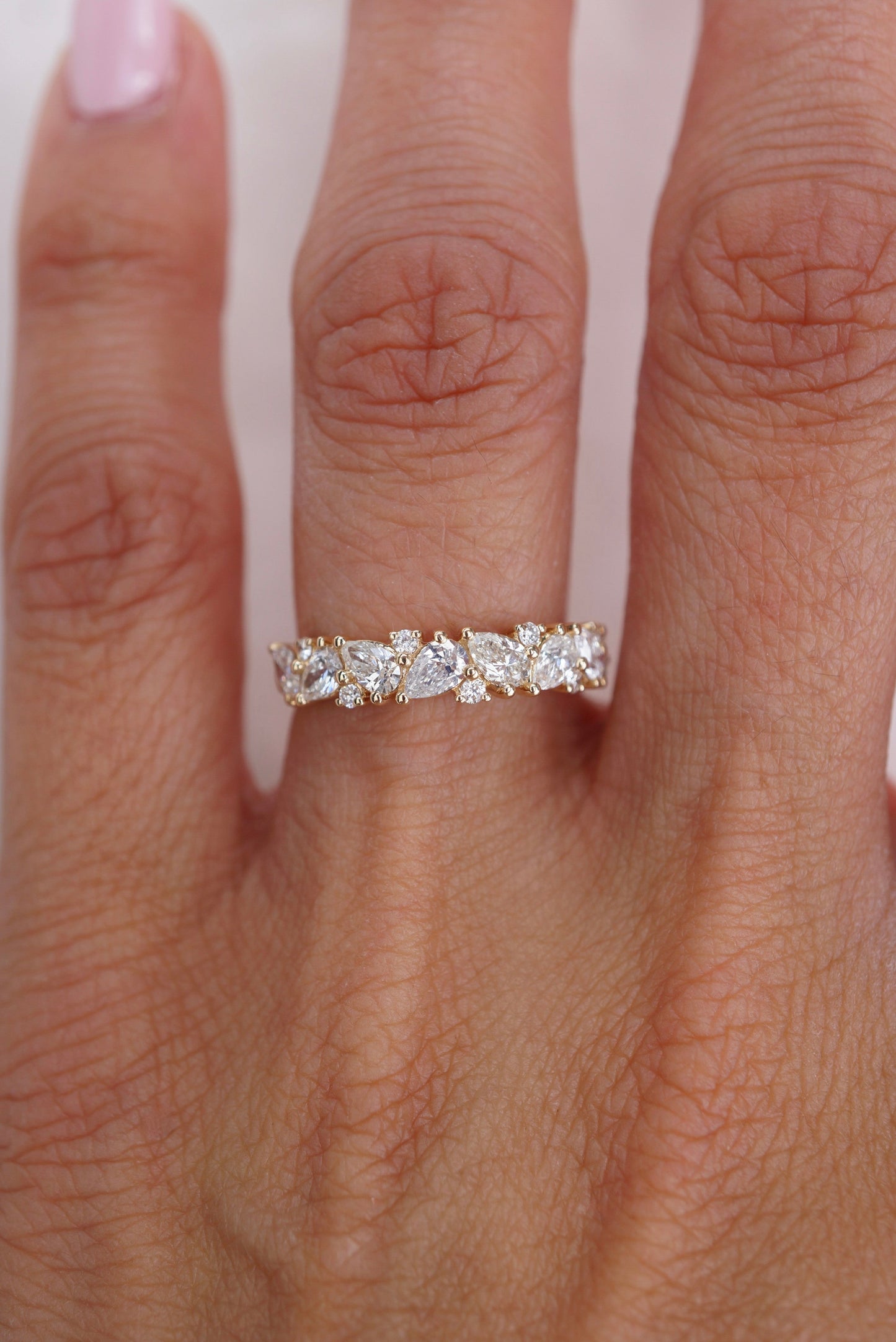 0.35 TCW Round Diamond Curved Pave DEF/VVS Lab Grown Wedding Band