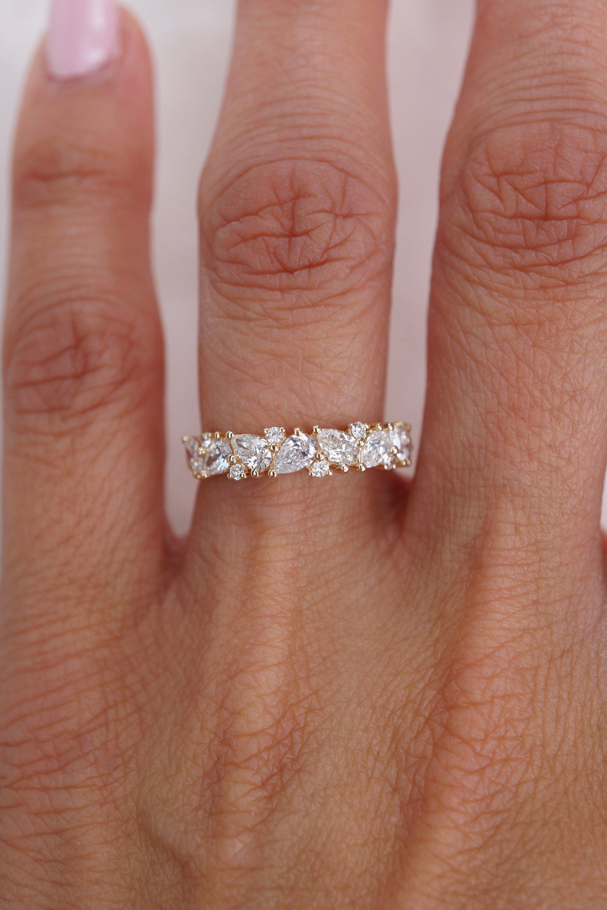 0.35 TCW Round Diamond Curved Pave DEF/VVS Lab Grown Wedding Band