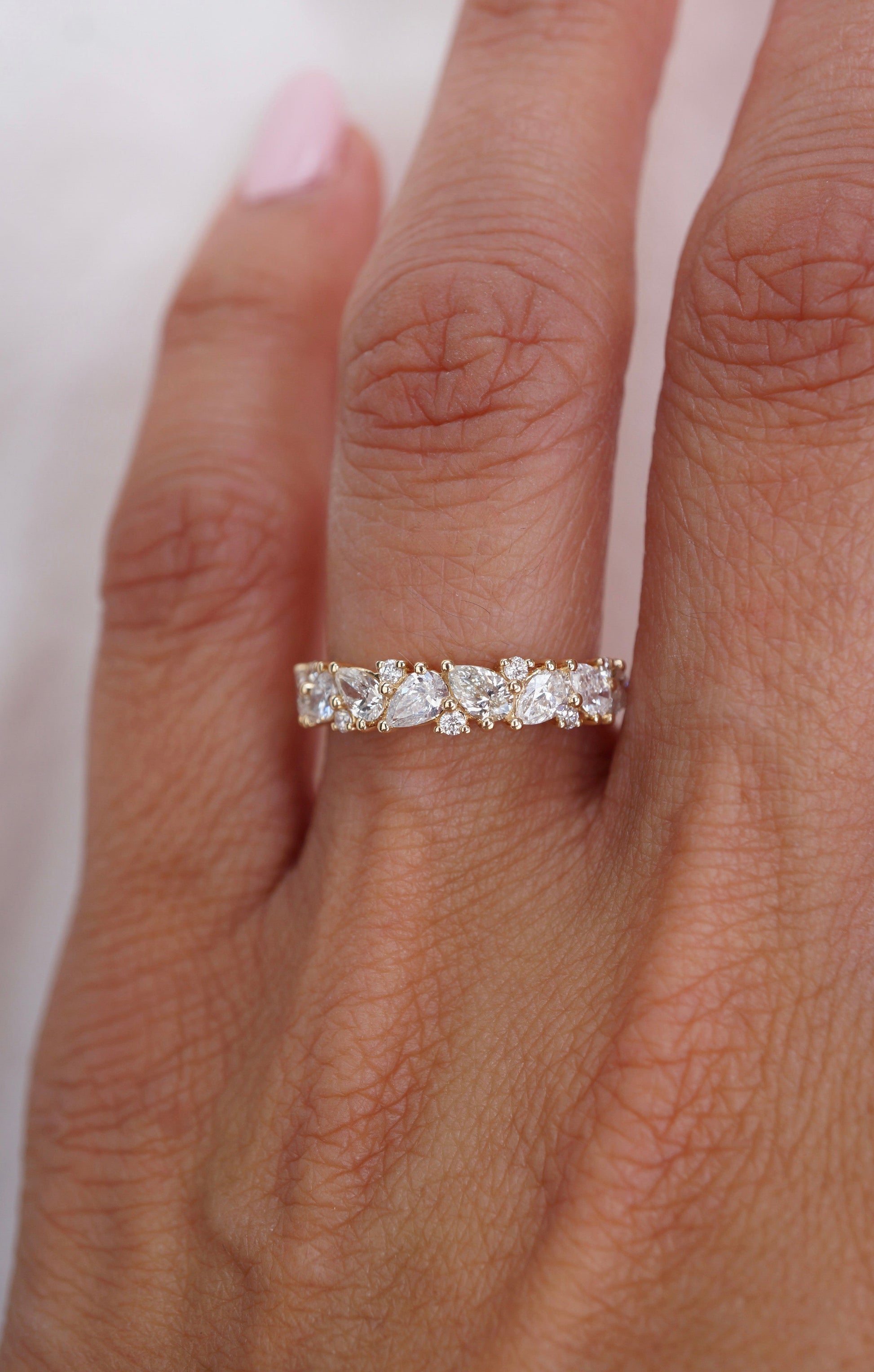 0.35 TCW Round Diamond Curved Pave DEF/VVS Lab Grown Wedding Band