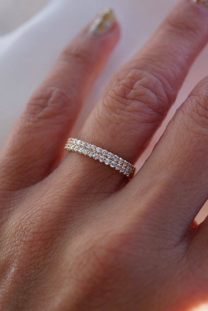 0.35 TCW Round Diamond Curved Pave DEF/VVS Lab Grown Wedding Band