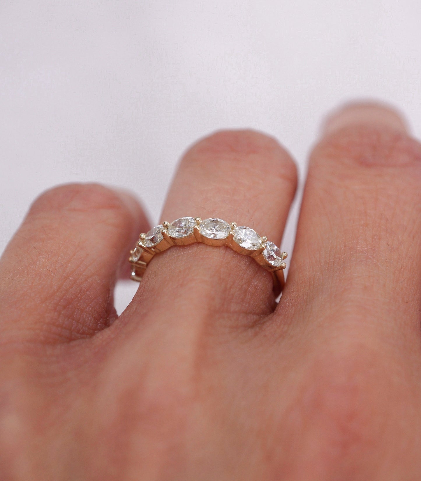 0.35 TCW Round Diamond Curved Pave DEF/VVS Lab Grown Wedding Band
