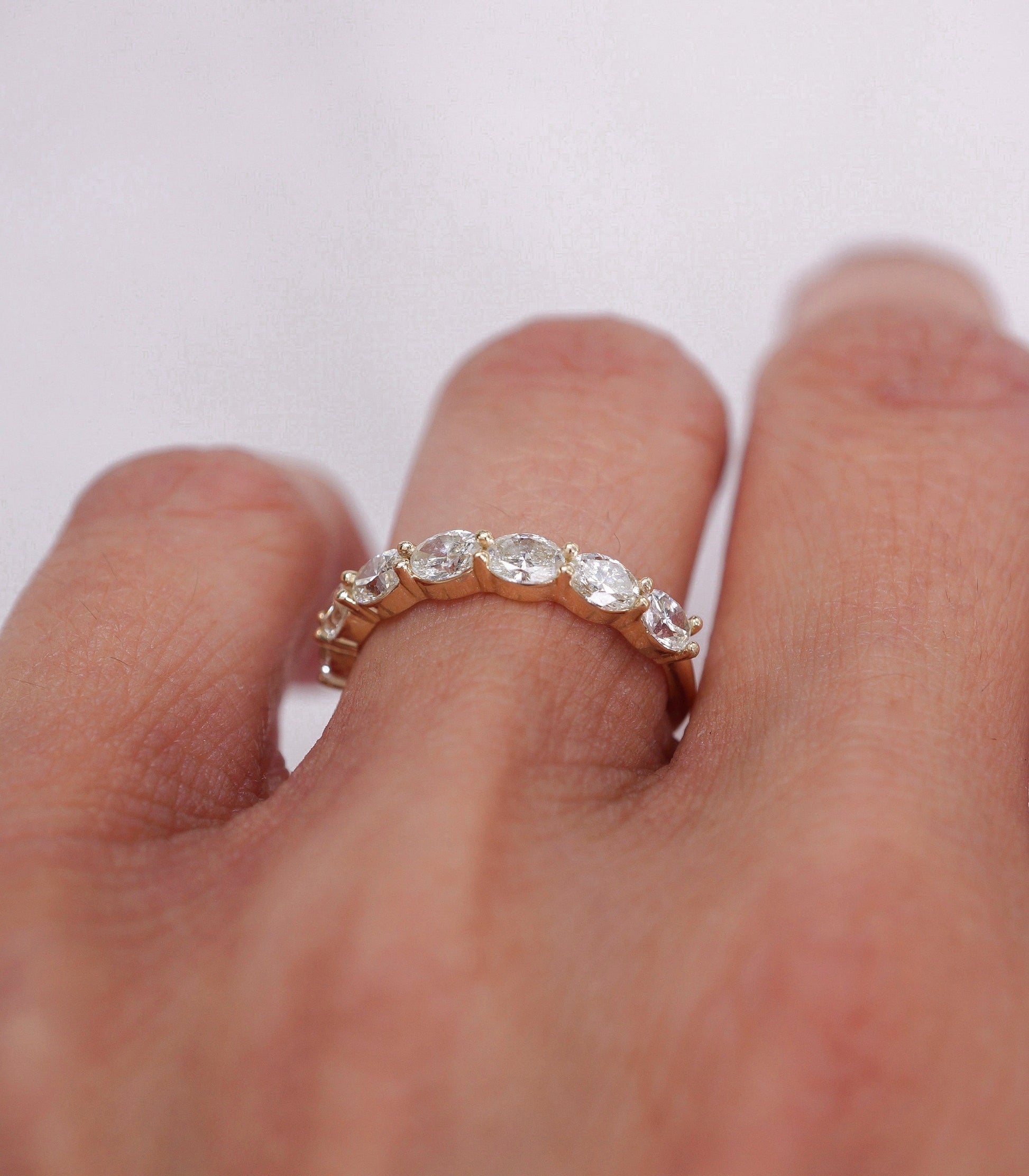 0.35 TCW Round Diamond Curved Pave DEF/VVS Lab Grown Wedding Band