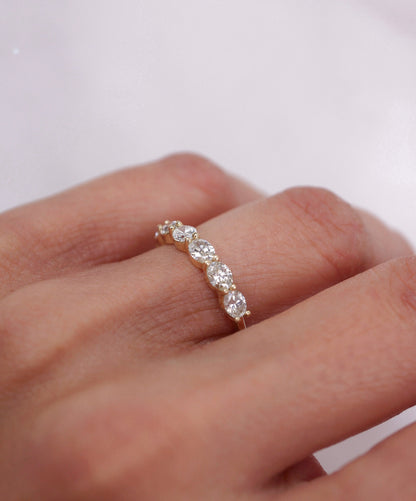 0.35 TCW Round Diamond Curved Pave DEF/VVS Lab Grown Wedding Band
