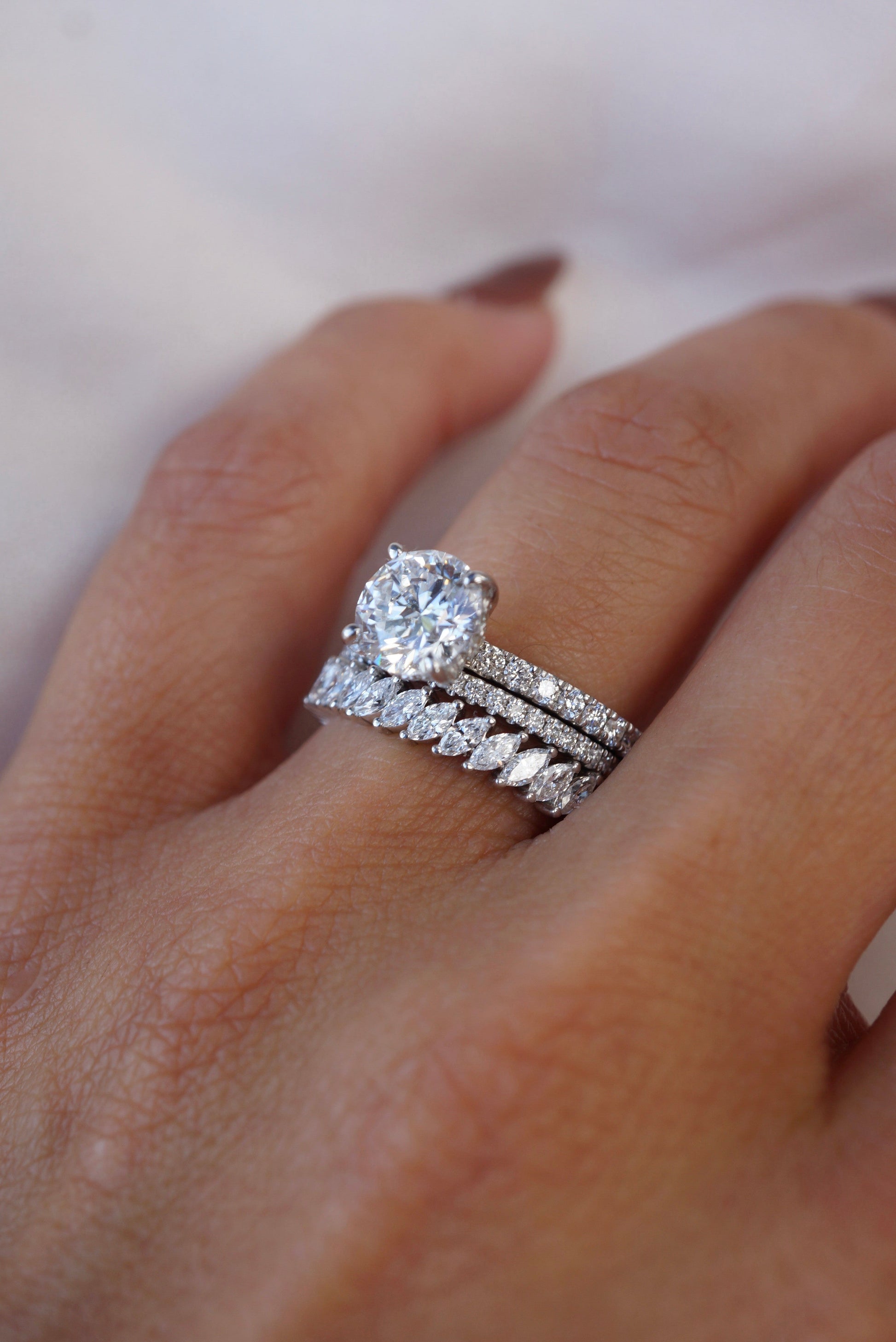 0.35 TCW Round Diamond Curved Pave DEF/VVS Lab Grown Wedding Band