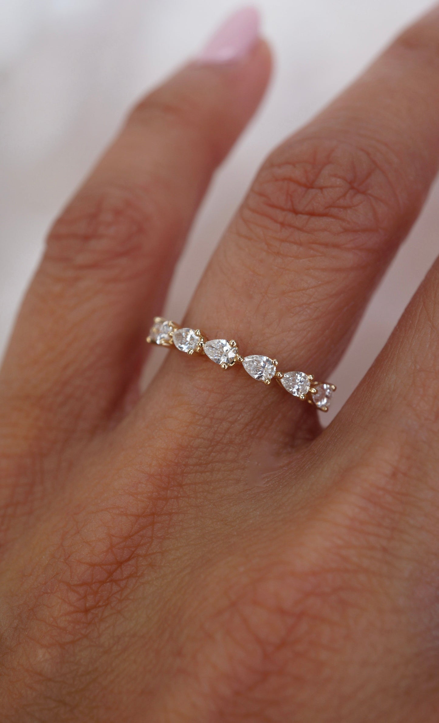 0.35 TCW Round Diamond Curved Pave DEF/VVS Lab Grown Wedding Band