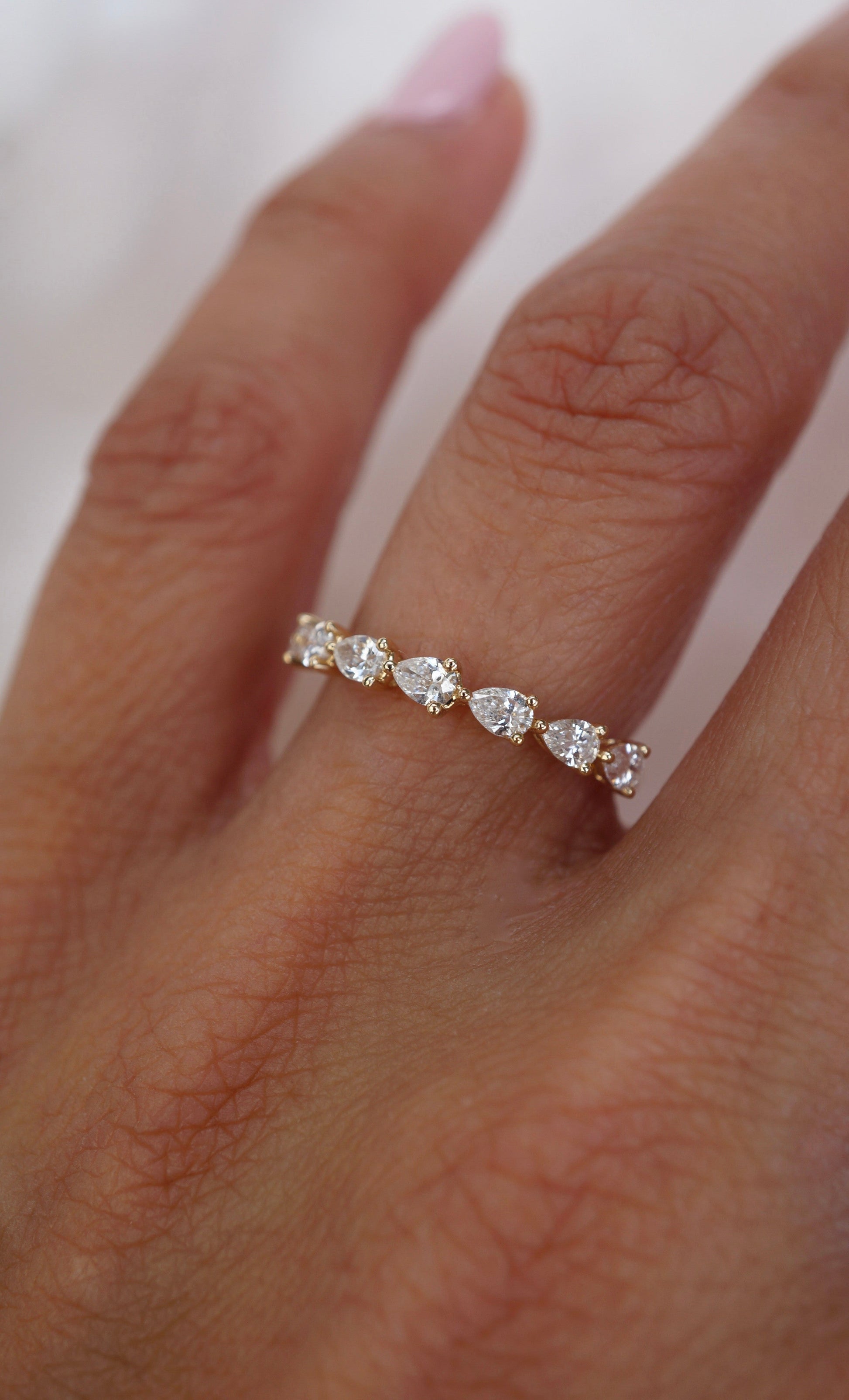 0.35 TCW Round Diamond Curved Pave DEF/VVS Lab Grown Wedding Band