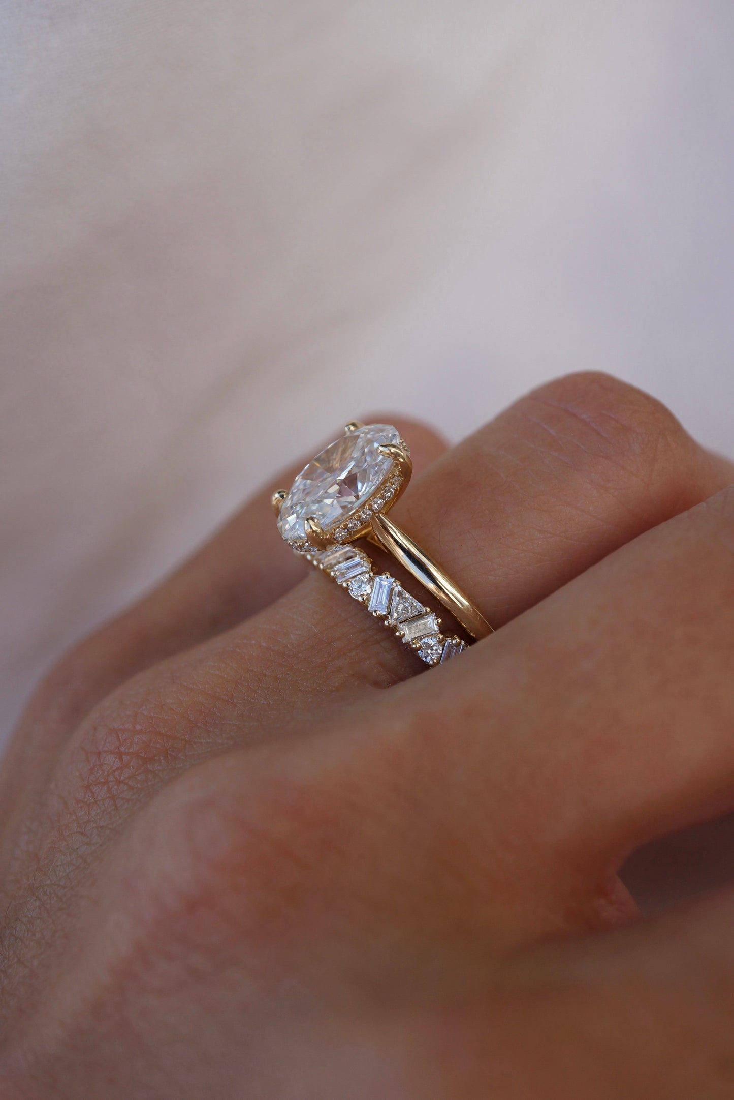0.35 TCW Round Diamond Curved Pave DEF/VVS Lab Grown Wedding Band