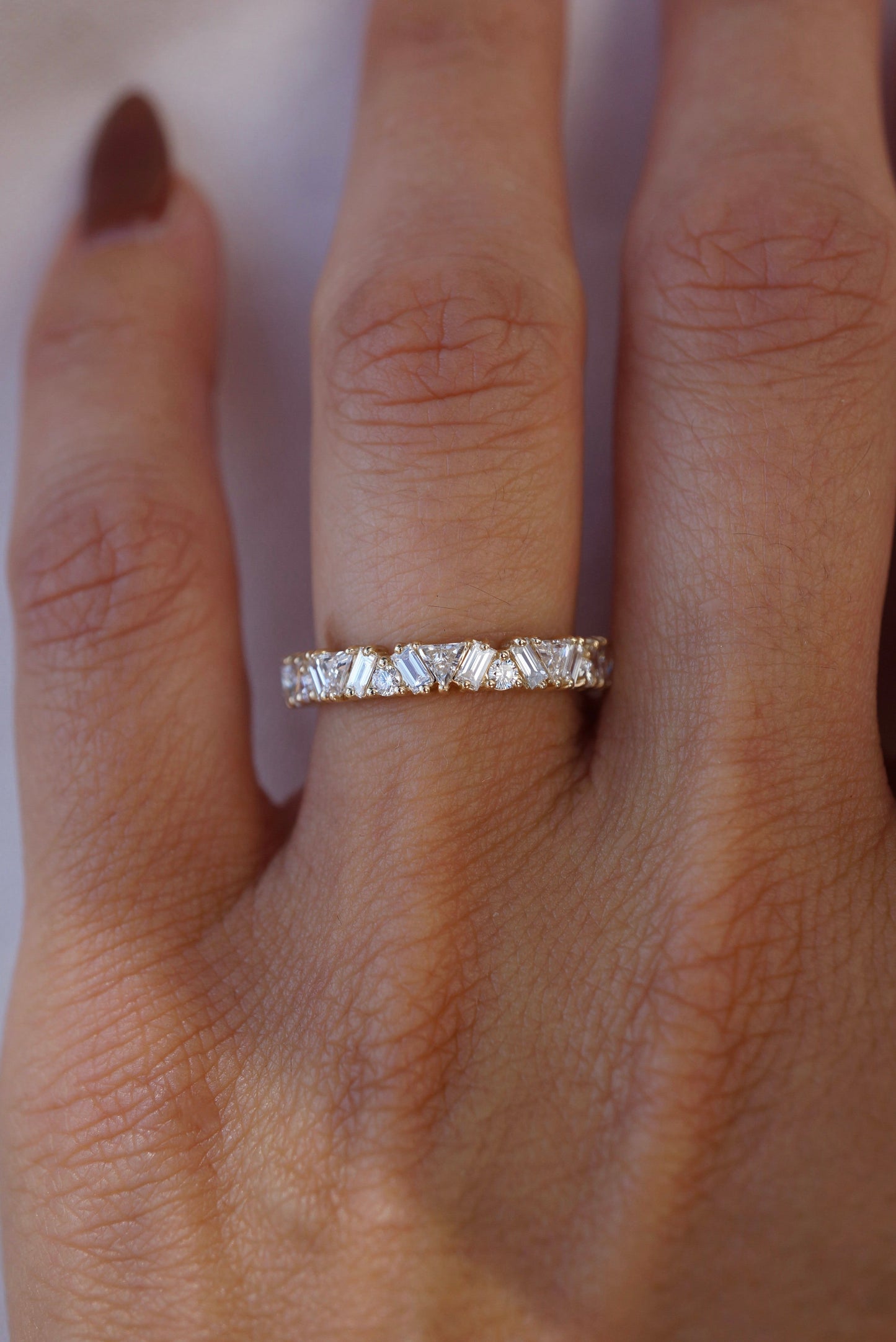 0.35 TCW Round Diamond Curved Pave DEF/VVS Lab Grown Wedding Band