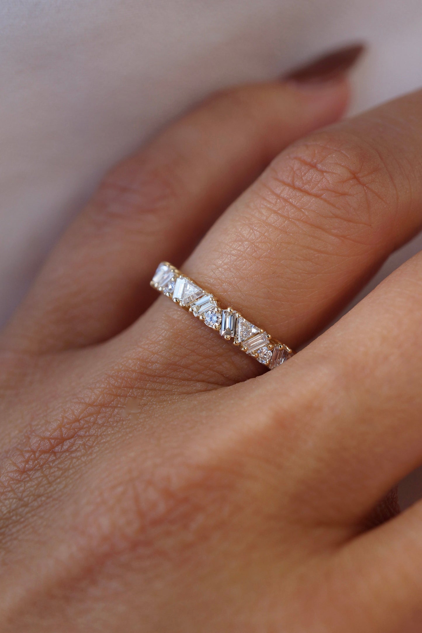 0.35 TCW Round Diamond Curved Pave DEF/VVS Lab Grown Wedding Band