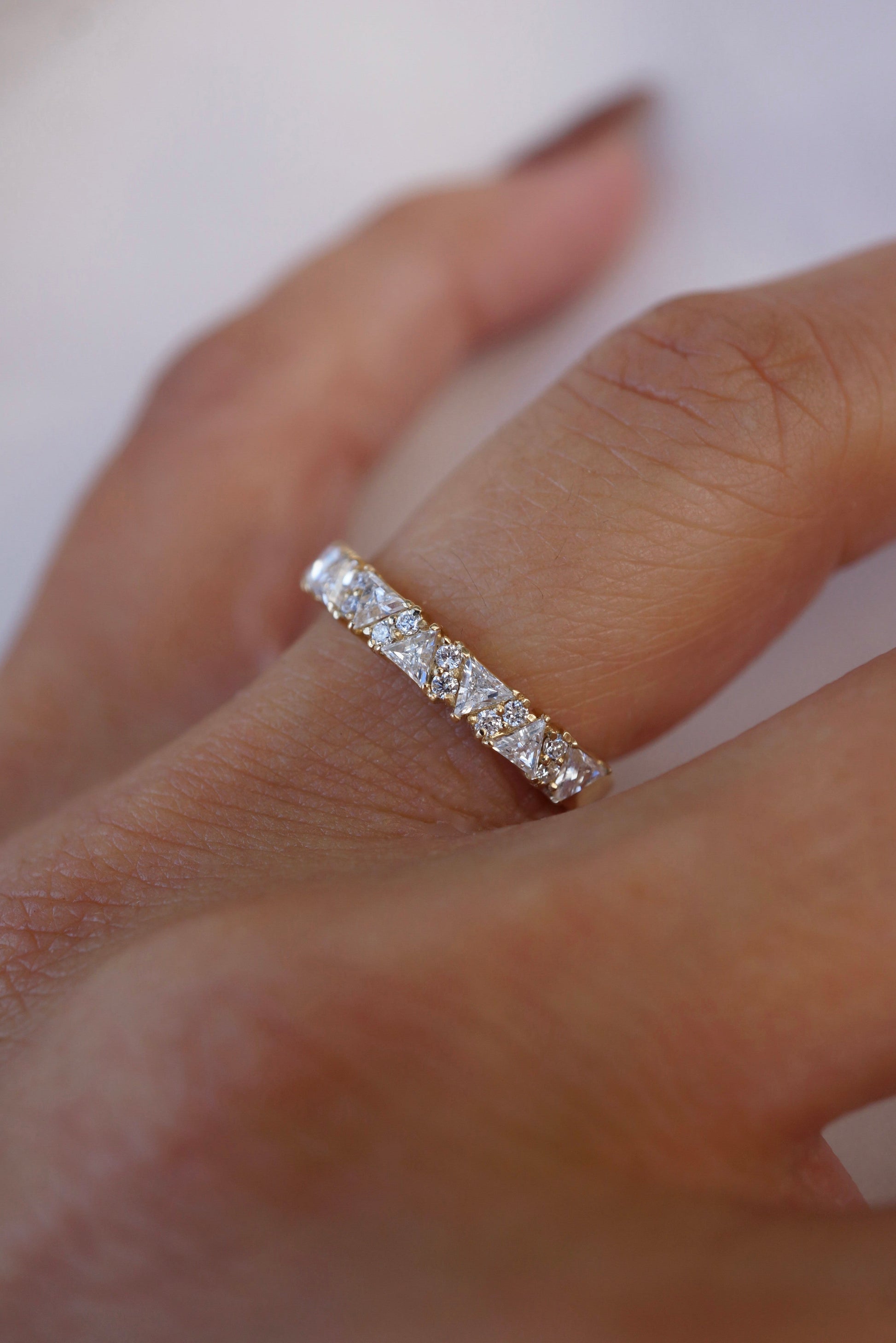 0.35 TCW Round Diamond Curved Pave DEF/VVS Lab Grown Wedding Band