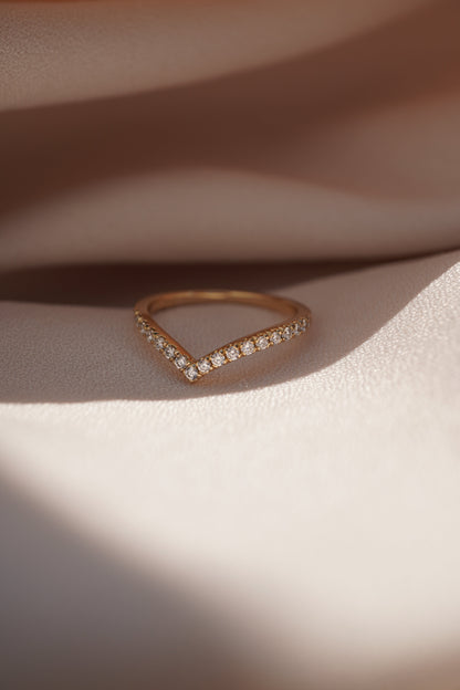 0.35 TCW Round Diamond Curved Pave DEF/VVS Lab Grown Wedding Band