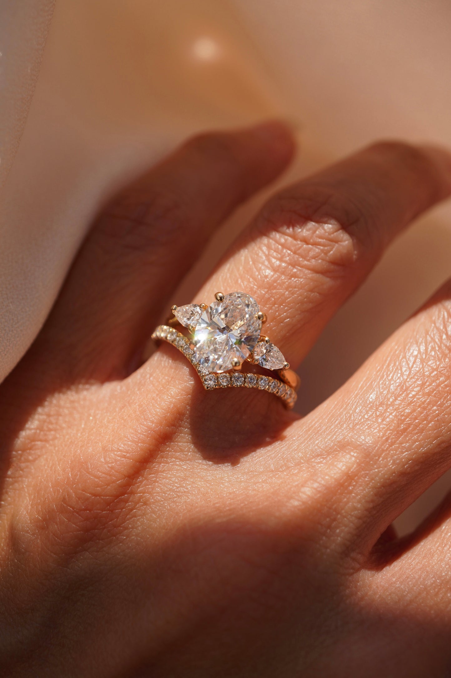 0.35 TCW Round Diamond Curved Pave DEF/VVS Lab Grown Wedding Band