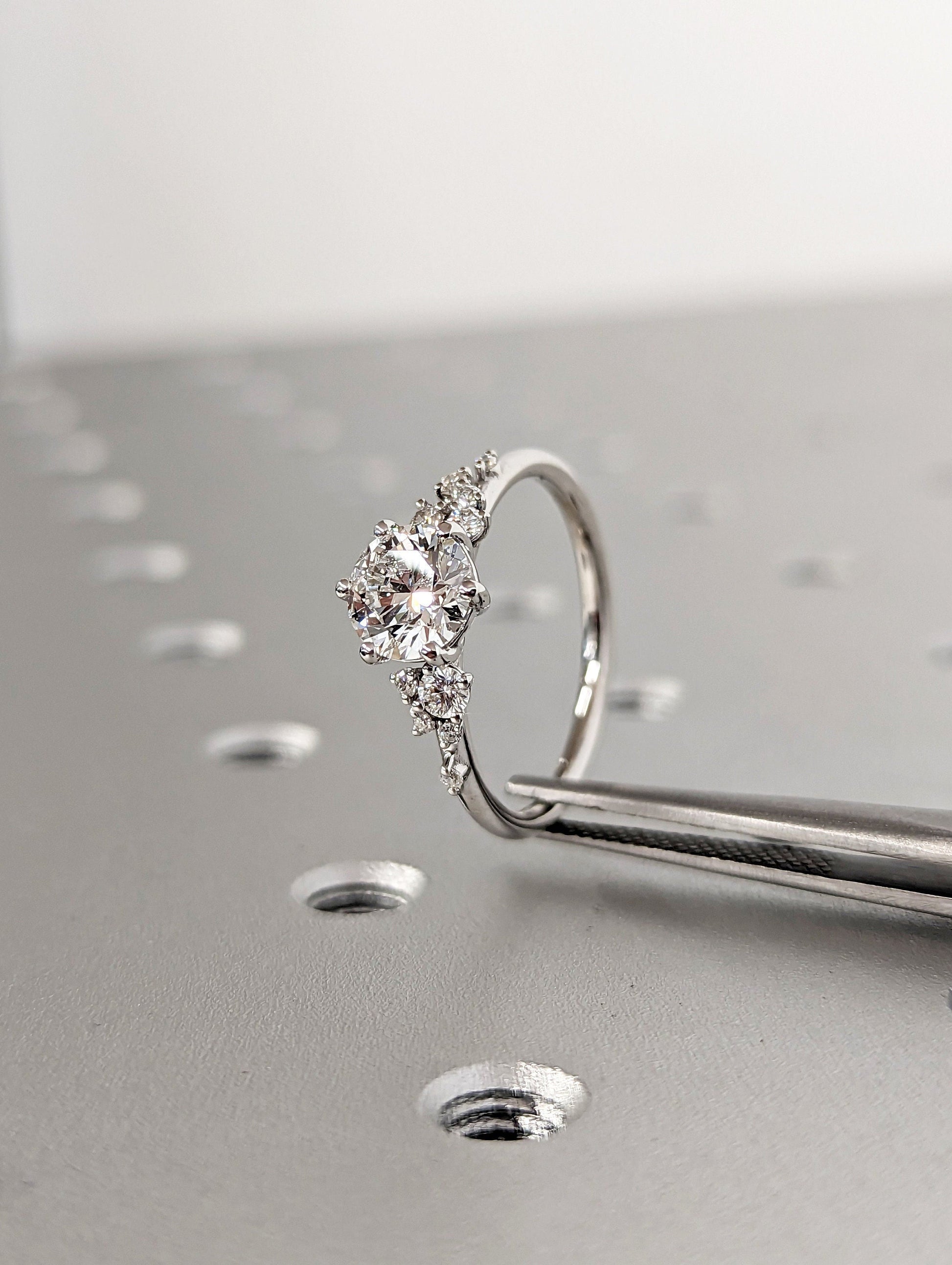 Asscher Three Stones Engagement Ring – 5.75 CT Moissanite Diamond