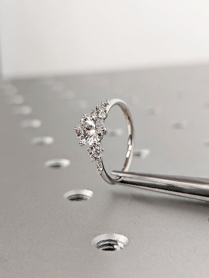 Asscher Three Stones Engagement Ring – 5.75 CT Moissanite Diamond