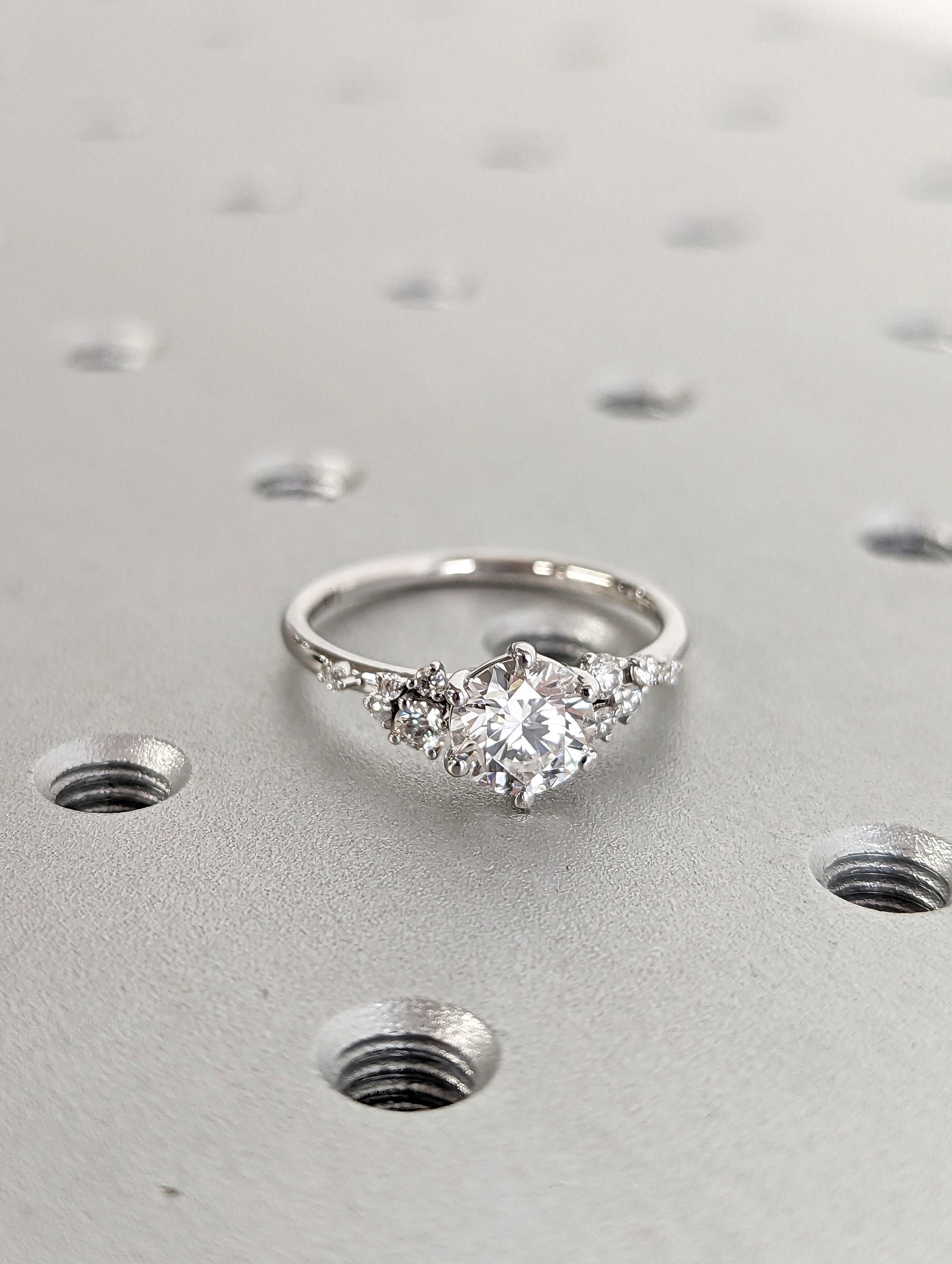 Asscher Three Stones Engagement Ring – 5.75 CT Moissanite Diamond