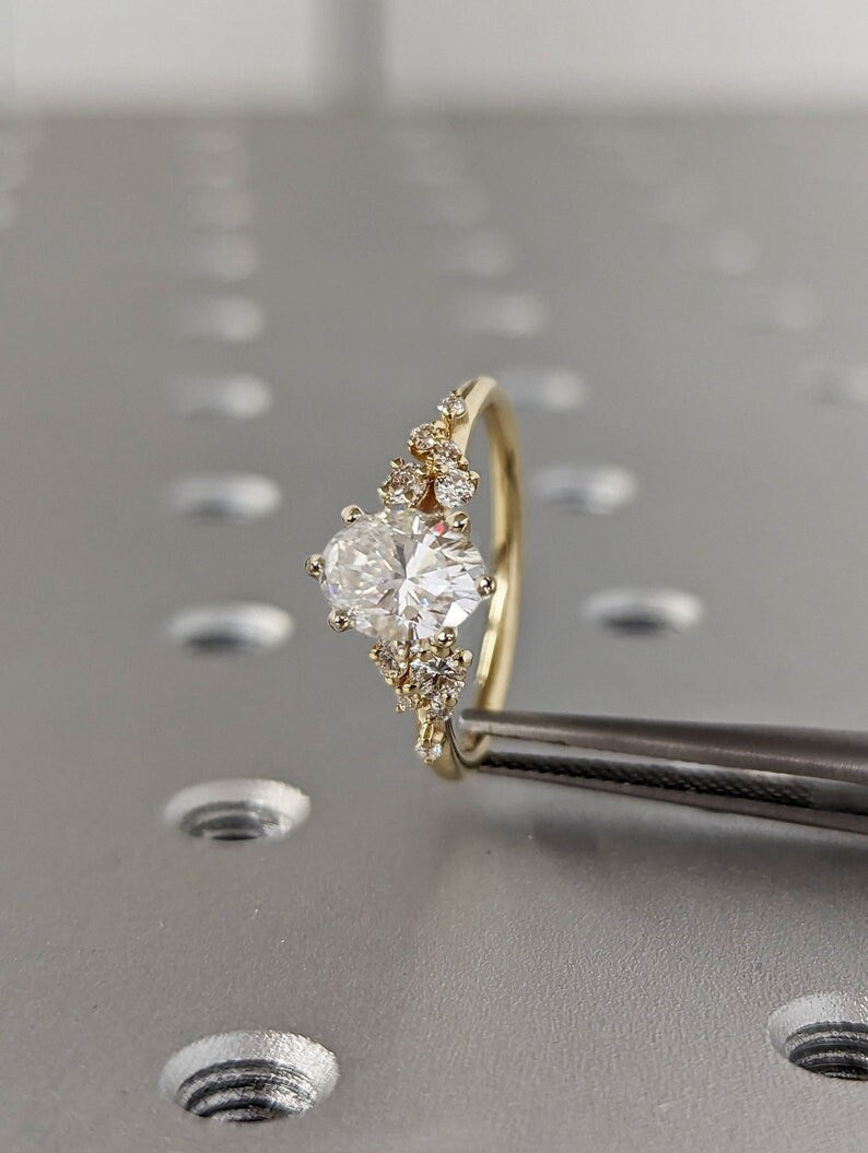 Asscher Three Stones Engagement Ring – 5.75 CT Moissanite Diamond