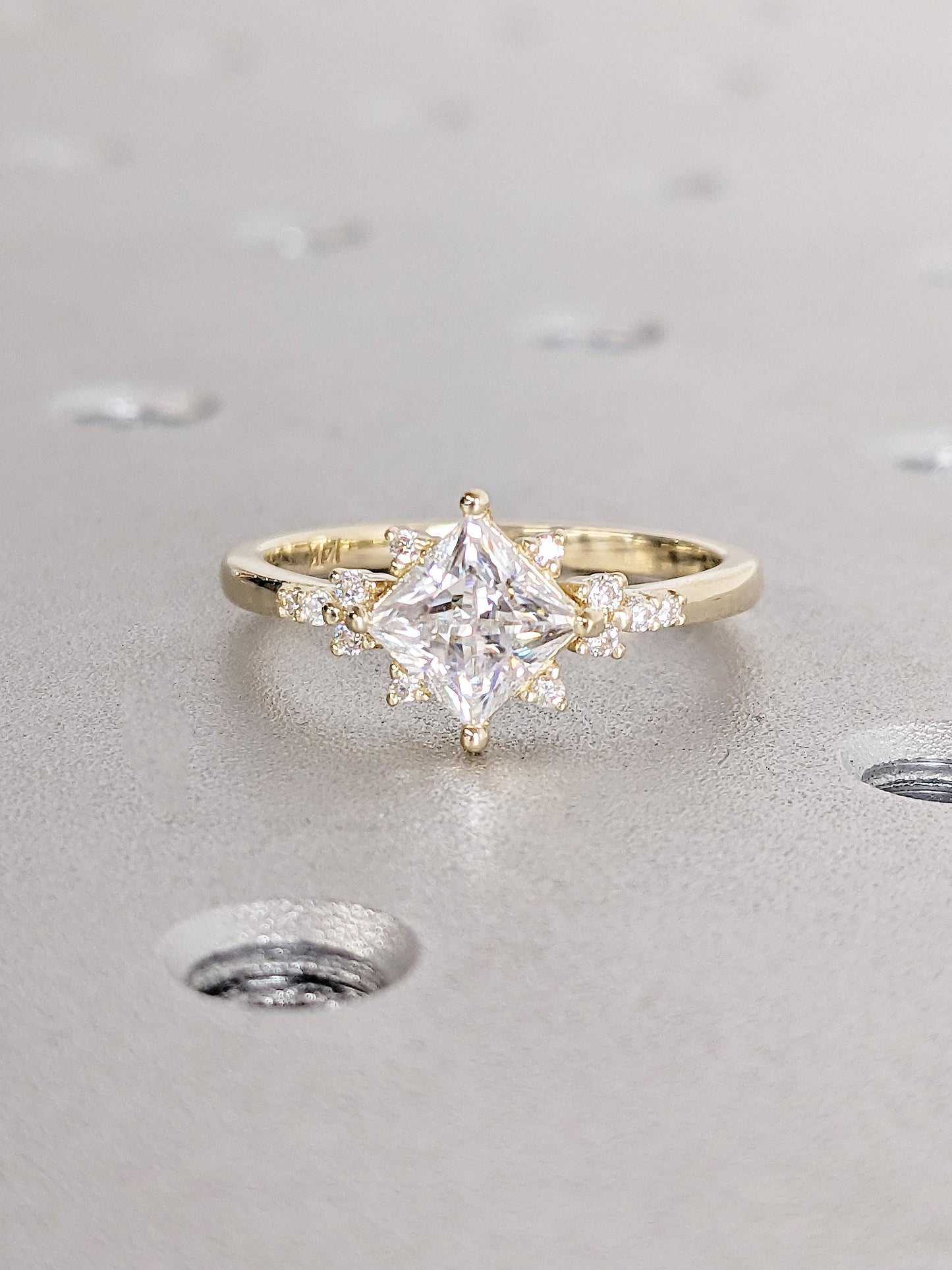 Asscher Three Stones Engagement Ring – 5.75 CT Moissanite Diamond