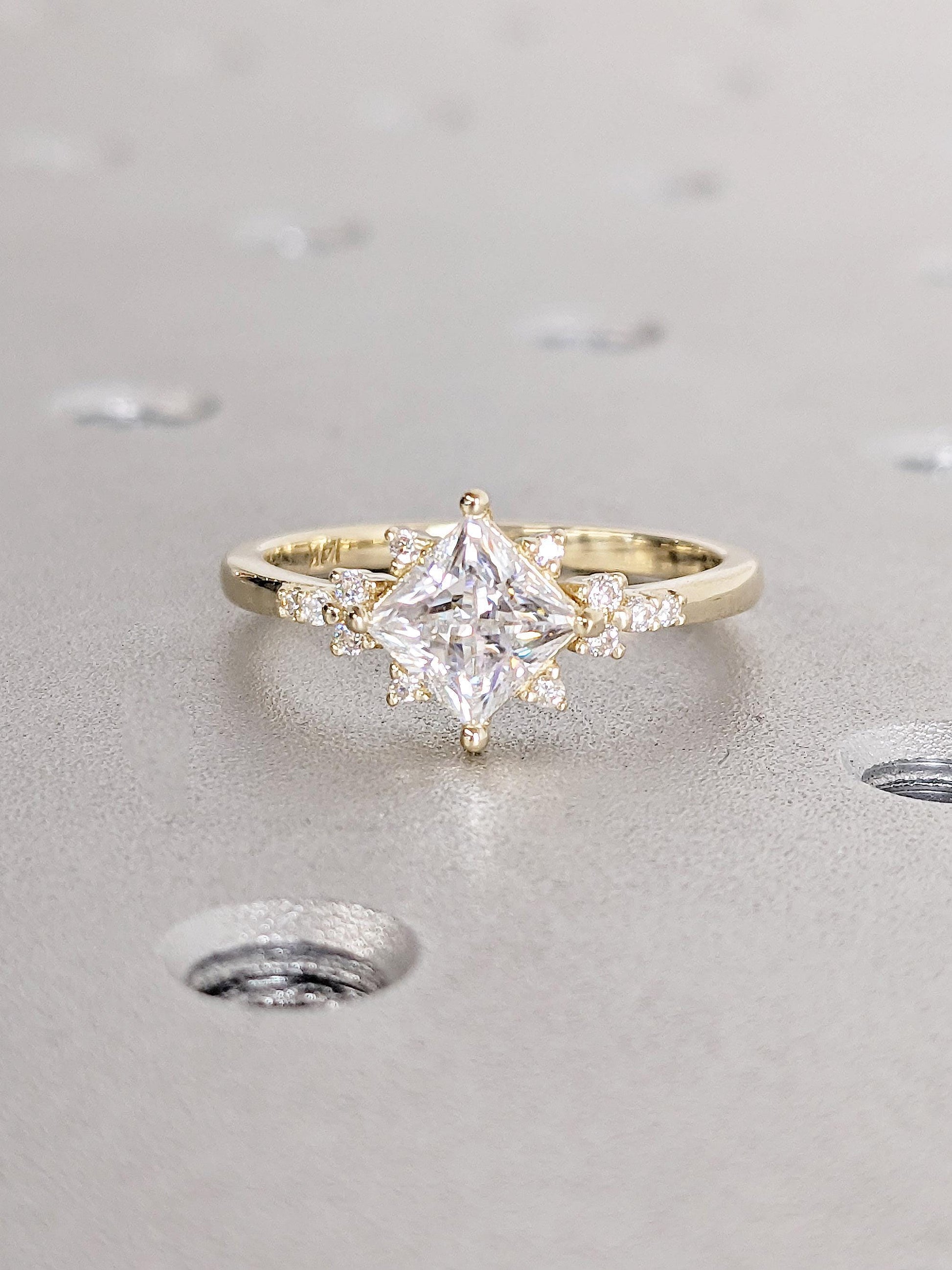 Asscher Three Stones Engagement Ring – 5.75 CT Moissanite Diamond