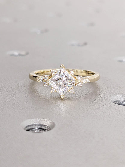 Asscher Three Stones Engagement Ring – 5.75 CT Moissanite Diamond