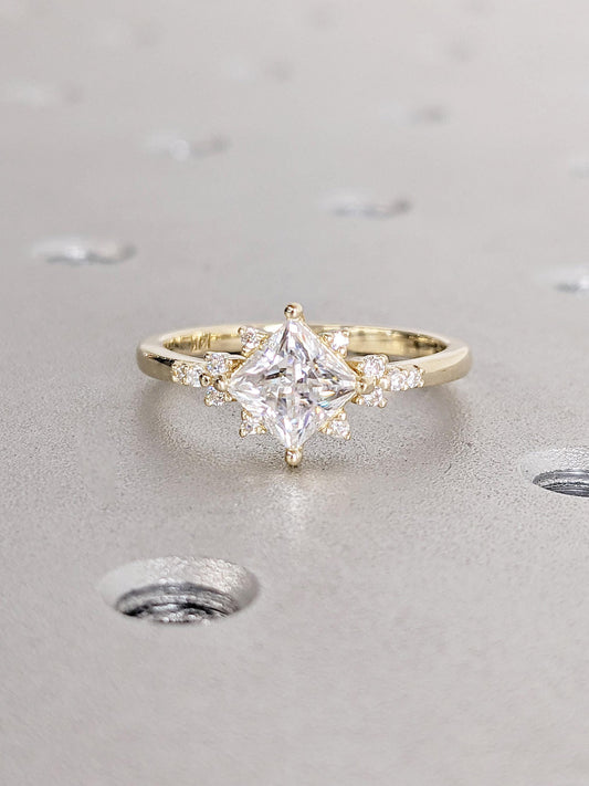 Asscher Three Stones Engagement Ring – 5.75 CT Moissanite Diamond