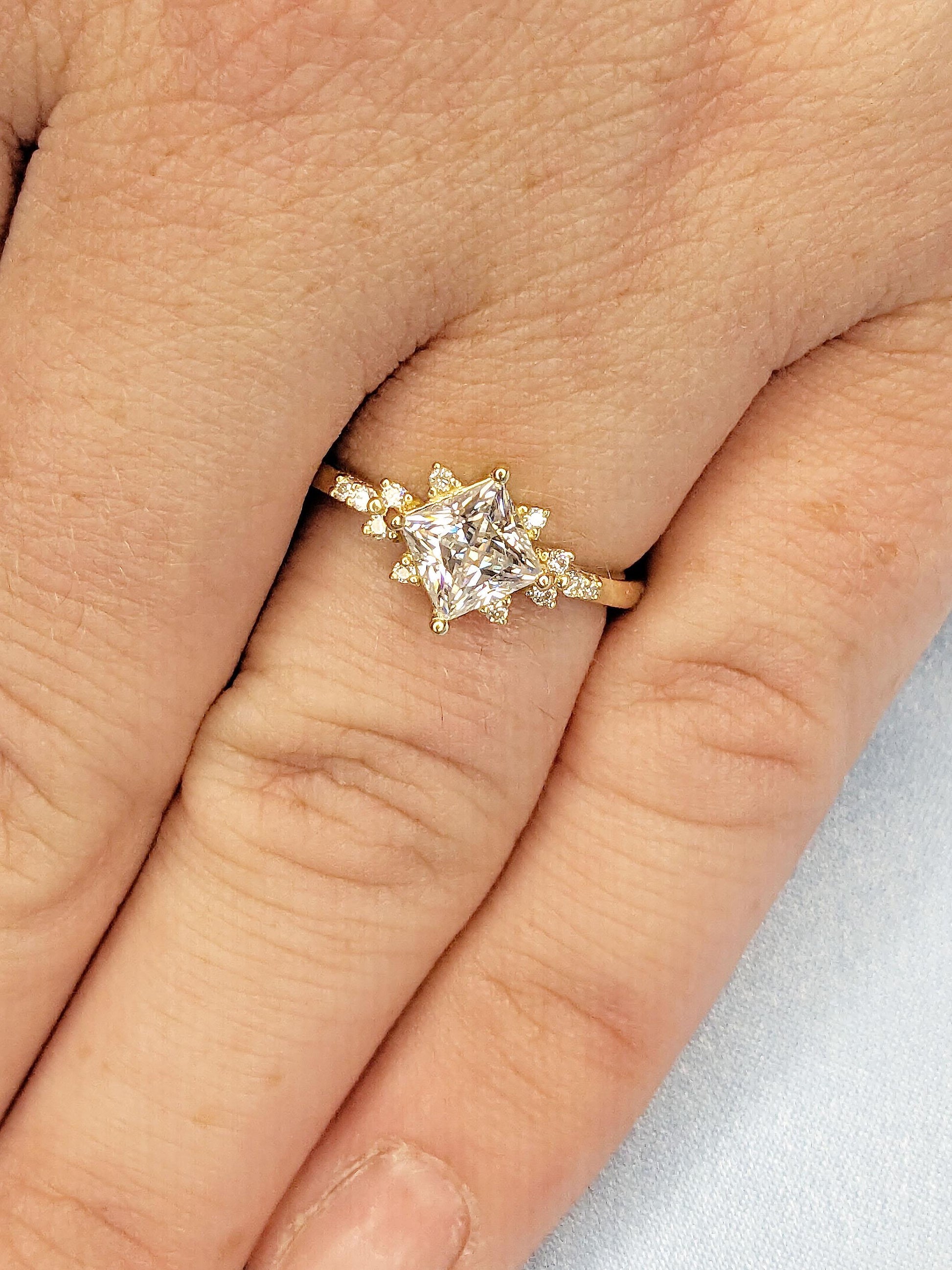 Asscher Three Stones Engagement Ring – 5.75 CT Moissanite Diamond