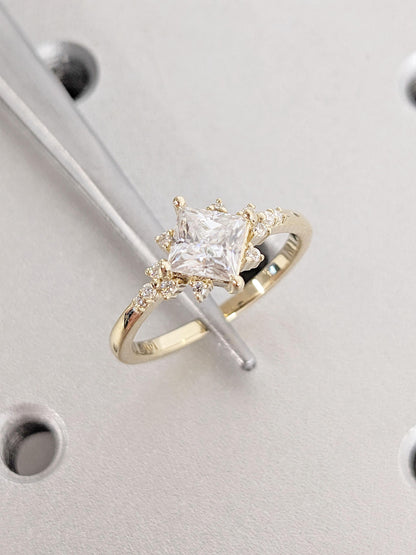 Asscher Three Stones Engagement Ring – 5.75 CT Moissanite Diamond