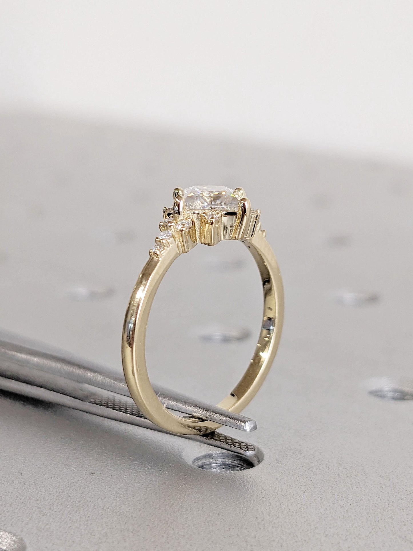Asscher Three Stones Engagement Ring – 5.75 CT Moissanite Diamond
