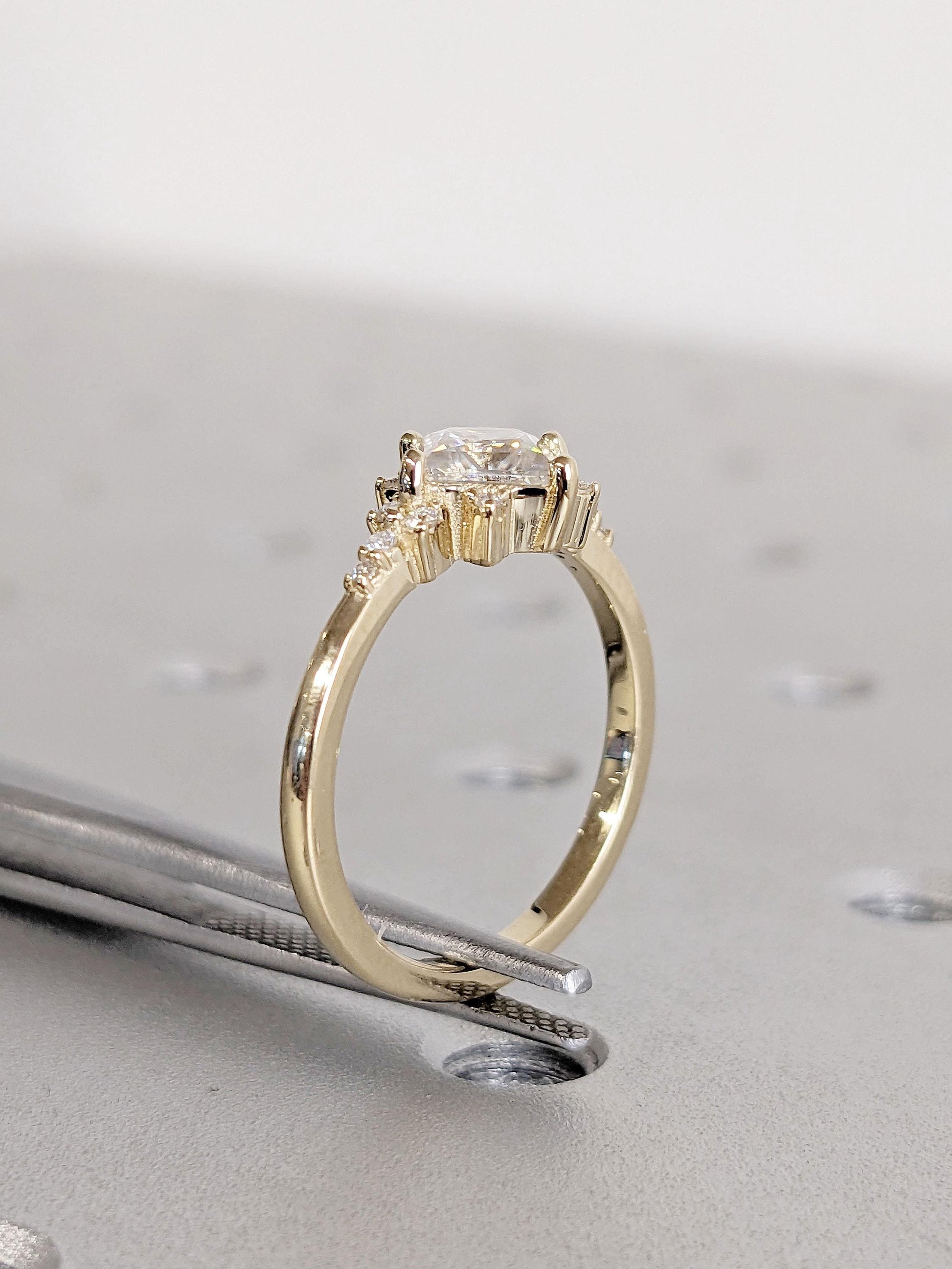 Asscher Three Stones Engagement Ring – 5.75 CT Moissanite Diamond