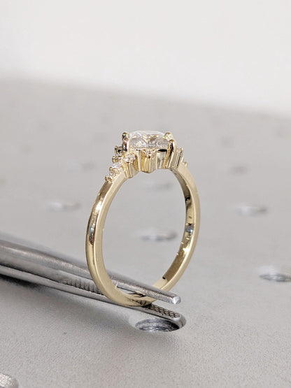 Asscher Three Stones Engagement Ring – 5.75 CT Moissanite Diamond