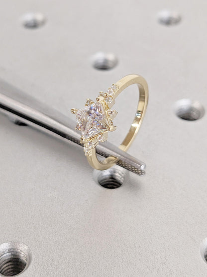 Asscher Three Stones Engagement Ring – 5.75 CT Moissanite Diamond