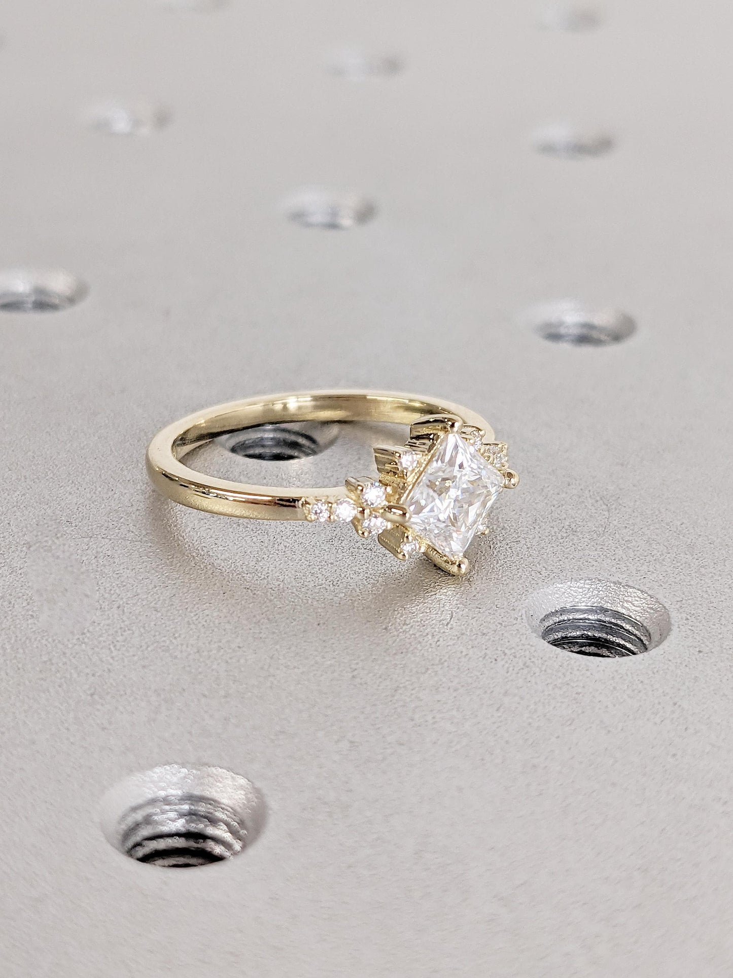 Asscher Three Stones Engagement Ring – 5.75 CT Moissanite Diamond