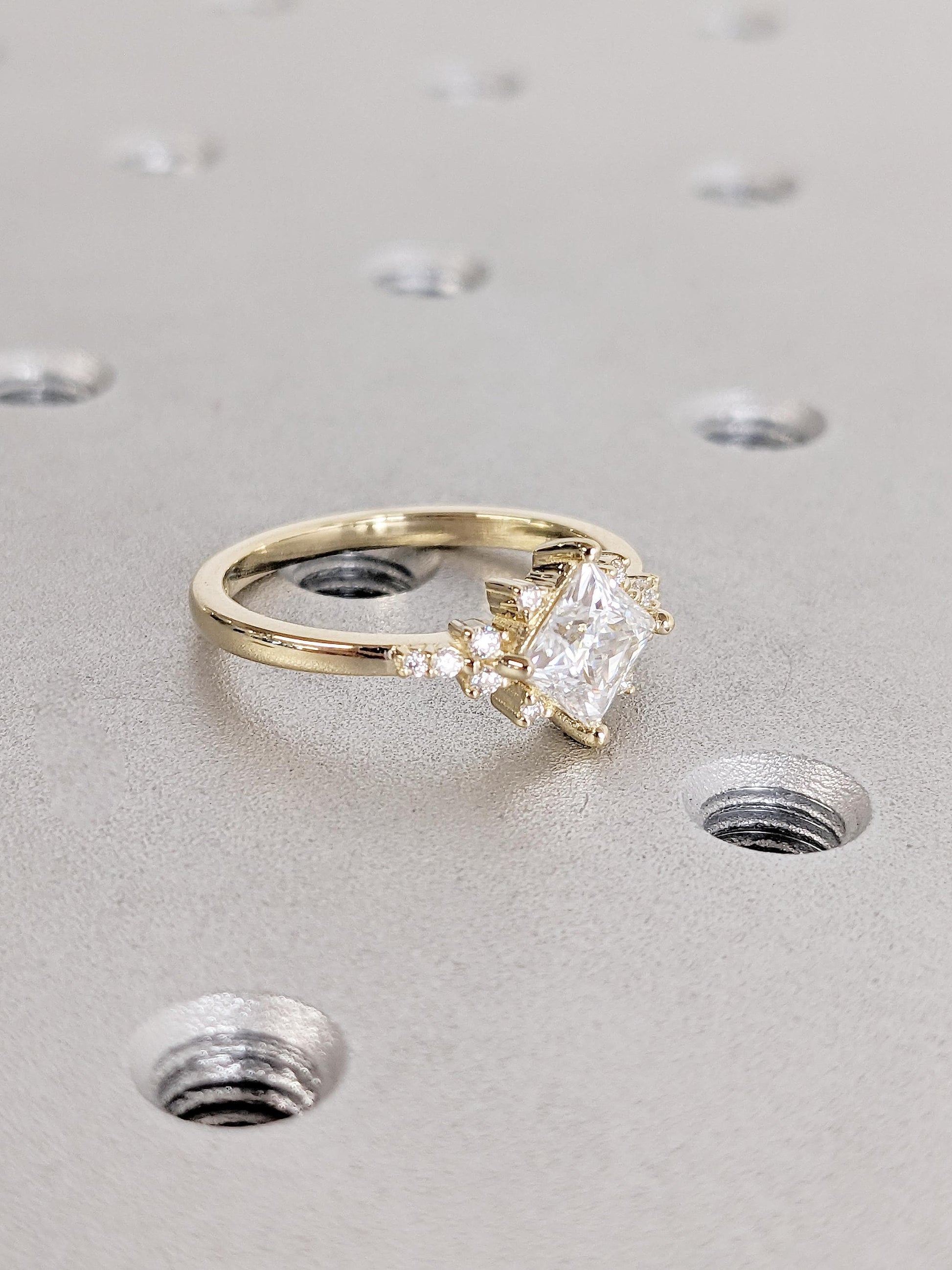 Asscher Three Stones Engagement Ring – 5.75 CT Moissanite Diamond